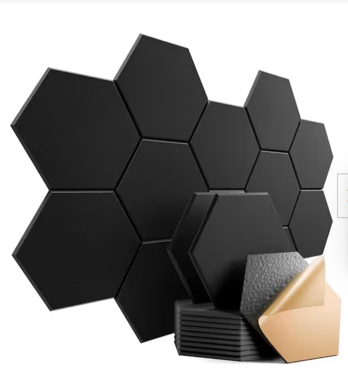 12 pc Essential Hexagon Acoustic Sound-Absorbing Wall Panels